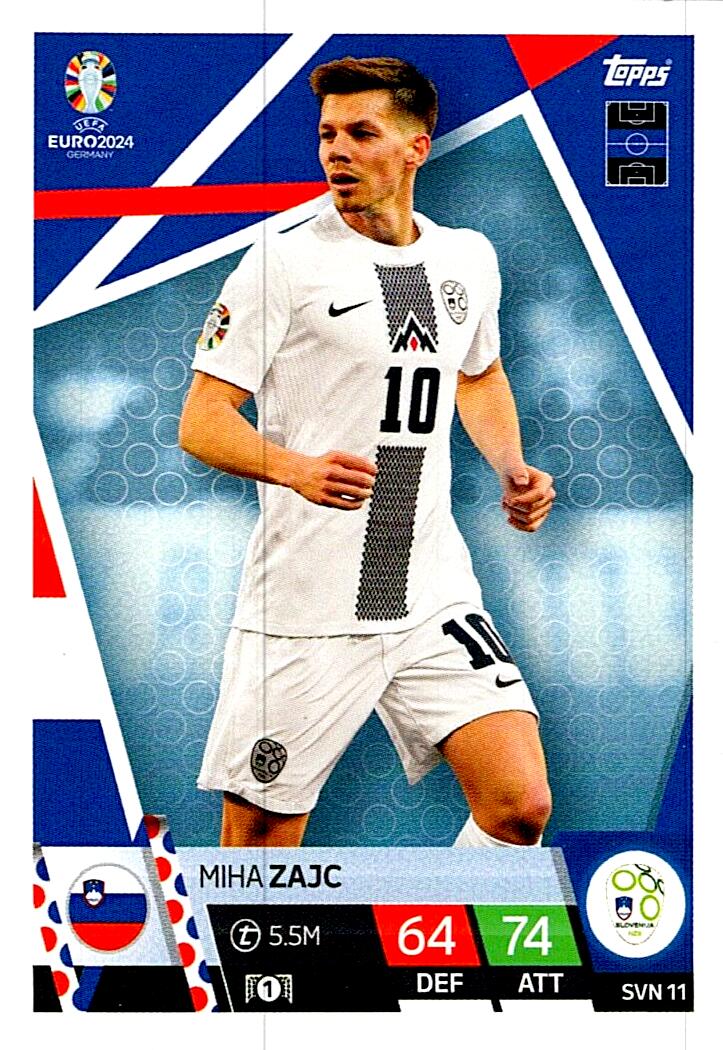 TOPPS MATCH ATTAX UEFA EURO 2024 MIHA ZAJC ESLOVENIA NºSVN11
