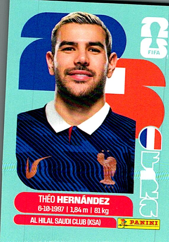 STICKERS FIFA WORLD CUP 2026 THEO HERNANDEZ NºFRA 3