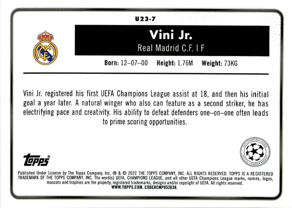 TOPPS MERLIN UEFA CHAMPIONS LEAGUE 2022 - VINI JR. U23 STARS