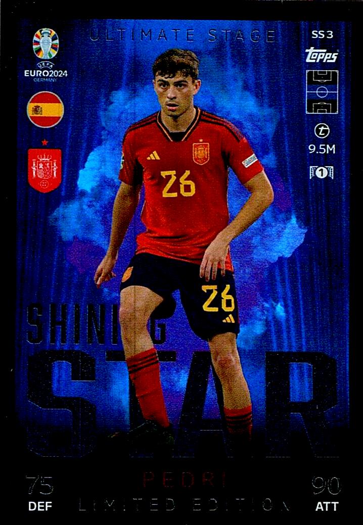 TOPPS MATCH ATTAX UEFA EURO 2024 PEDRI SHINING STAR LIMITED EDITION NºSS3