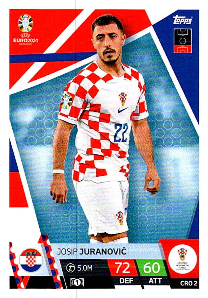 TOPPS MATCH ATTAX UEFA EURO 2024 JOSIP JURANOVIC CROACIA NºCRO2