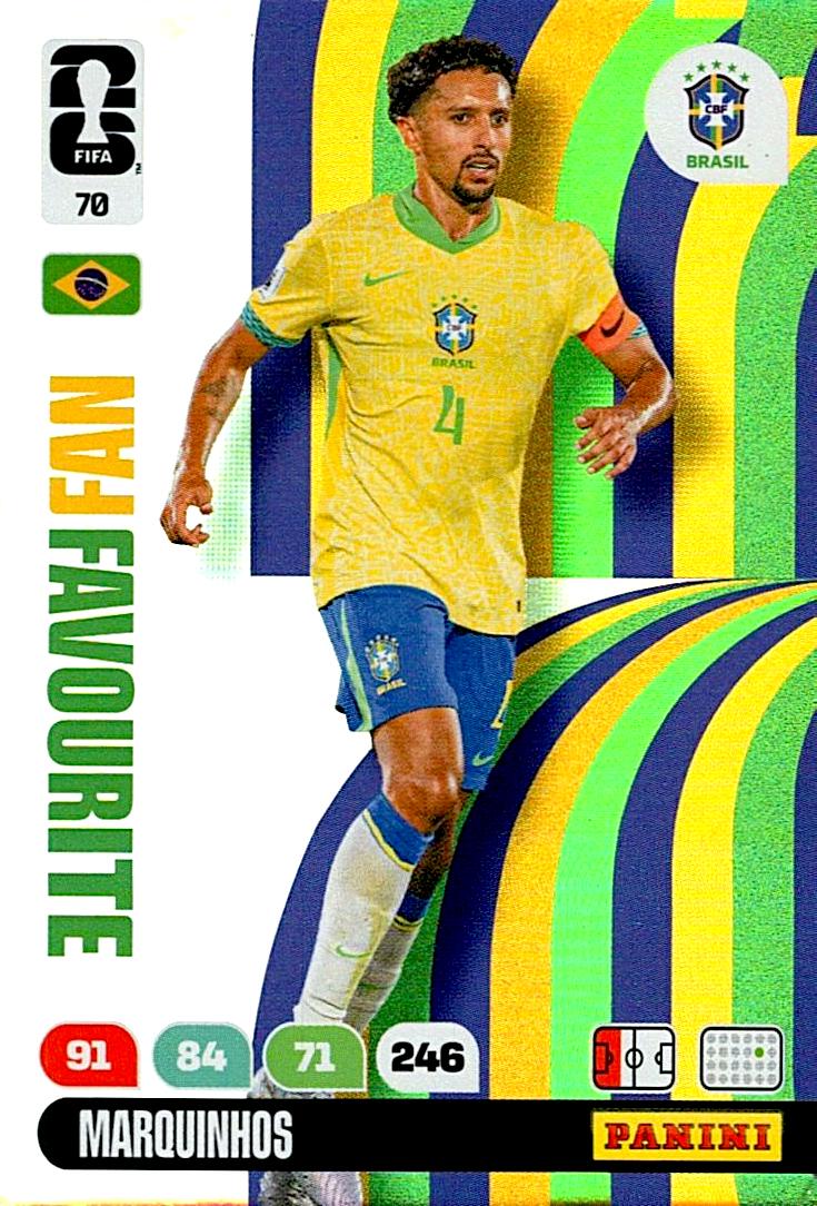 ADRENALYN WORLD CUP 2026 MARQUINHOS BRAZIL FANS FAVOURITE Nº70