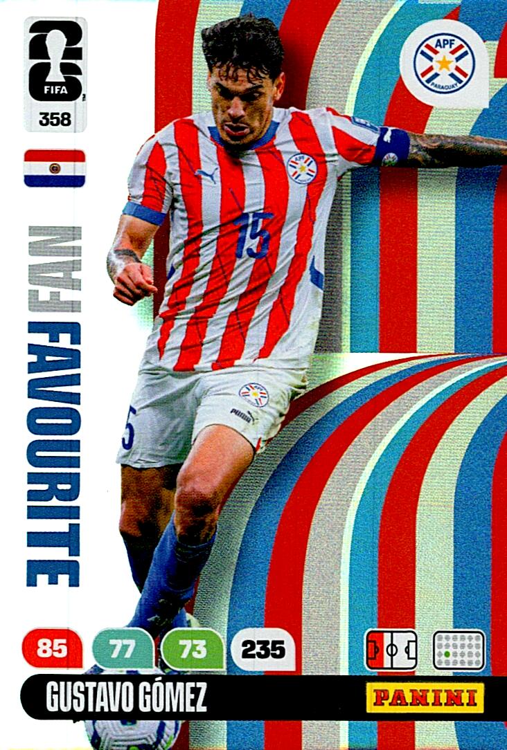 ADRENALYN WORLD CUP 2026 GUSTAVO GOMEZ PARAGUAY FANS FAVOURITE Nº358