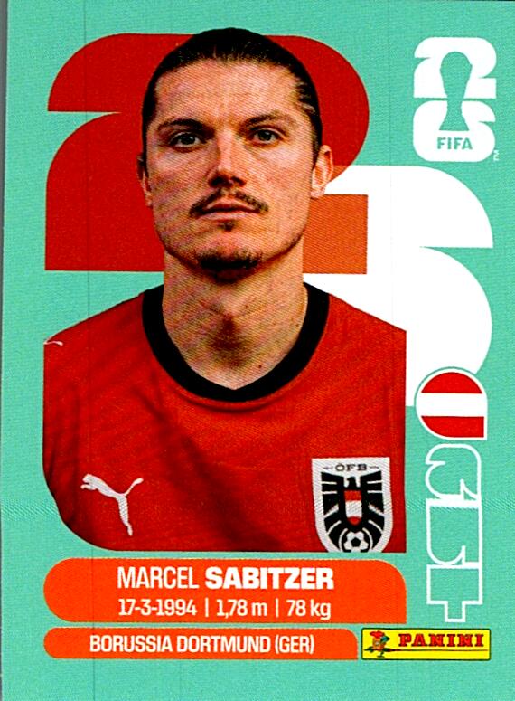 STICKERS FIFA WORLD CUP 2026 MARCEL SABITZER NºAUT 11