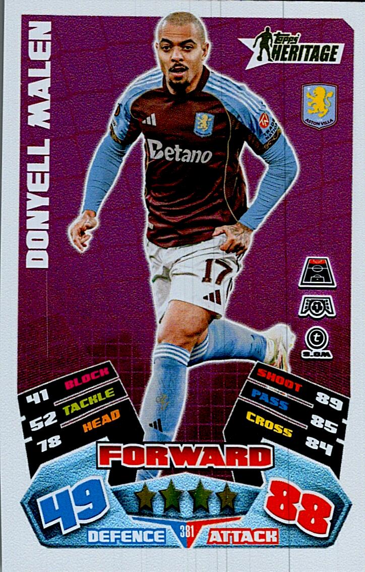 MATCH ATTAX CHAMPIONS LEAGUE 2025/2026 DONYELL MALEN TOPPS HERITAGE Nº381