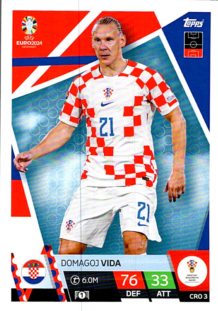TOPPS MATCH ATTAX UEFA EURO 2024 DOMAGOJ VIDA CROACIA NºCRO3