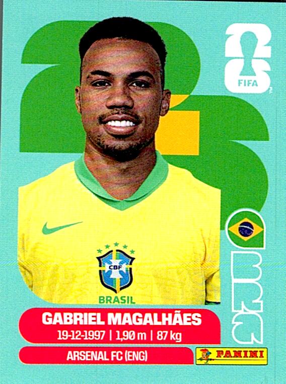 STICKERS FIFA WORLD CUP 2026 GABRIEL MAGALHAES NºBRA 6