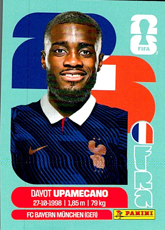 STICKERS FIFA WORLD CUP 2026 DAYOT UPAMECANO NºFRA 7