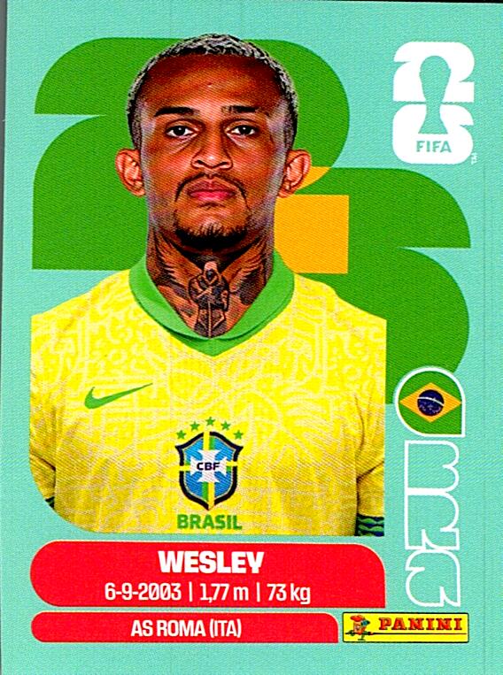 STICKERS FIFA WORLD CUP 2026 WESLEY NºBRA 8