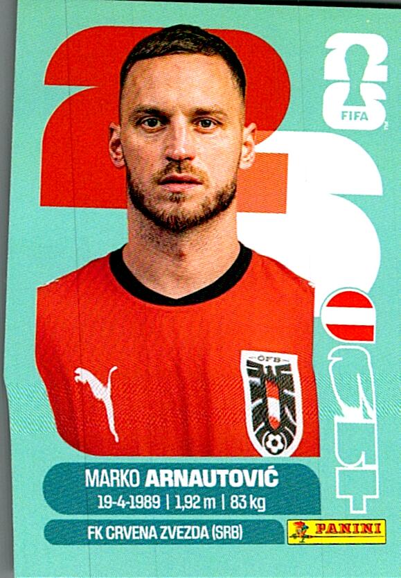 STICKERS FIFA WORLD CUP 2026 MARKO ARNAUTOVIC NºAUT 20