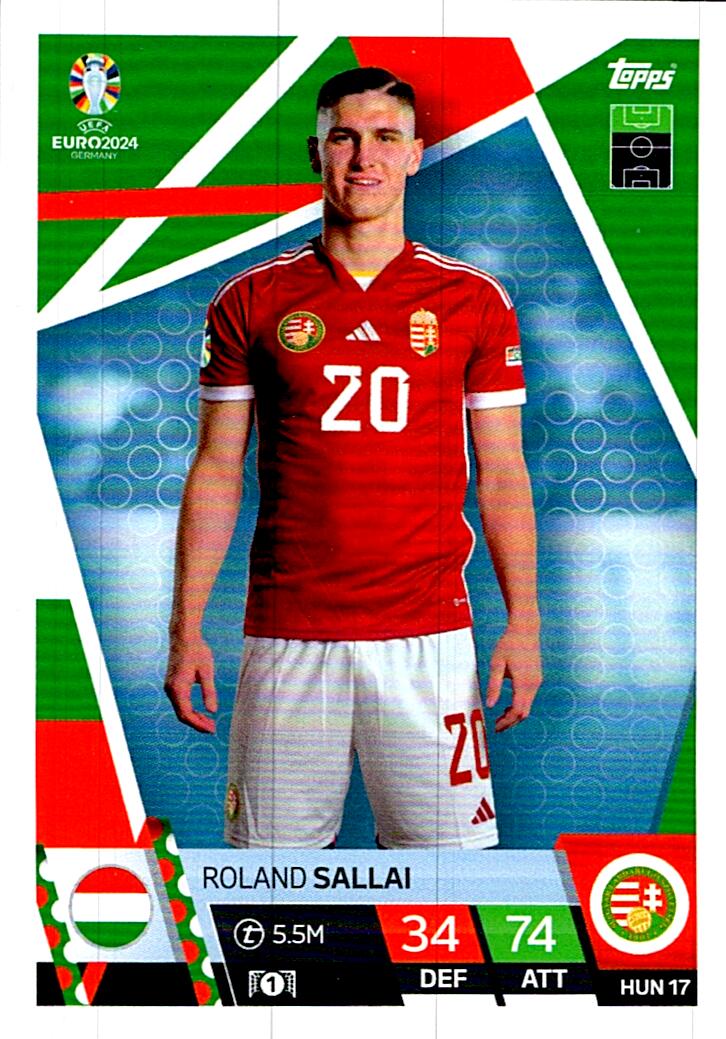 TOPPS MATCH ATTAX UEFA EURO 2024 ROLAND SALLAI HUNGRIA NºHUN17