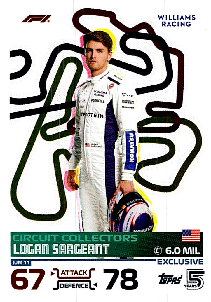 TOPPS TURBO ATTAX 2024 LOGAN SARGEANT CIRCUIT COLLECTORS JUM11