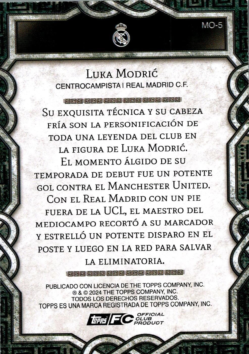 FAN SET REAL MADRID 2024/25 LUKA MODRIC MONOLITH NºMO-5