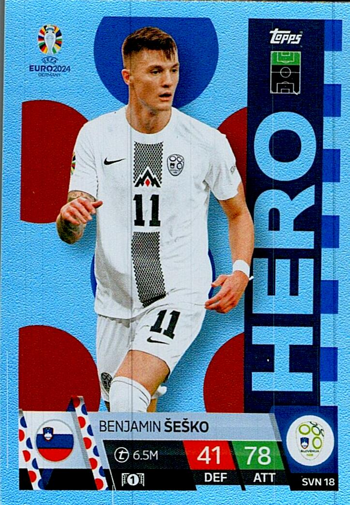 TOPPS MATCH ATTAX UEFA EURO 2024 BENJAMIN SESKO ESLOVENIA NºSVN18 HERO