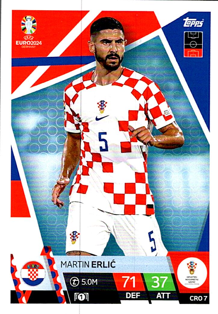 TOPPS MATCH ATTAX UEFA EURO 2024 MARTIN ERLIC CROACIA NºCRO7