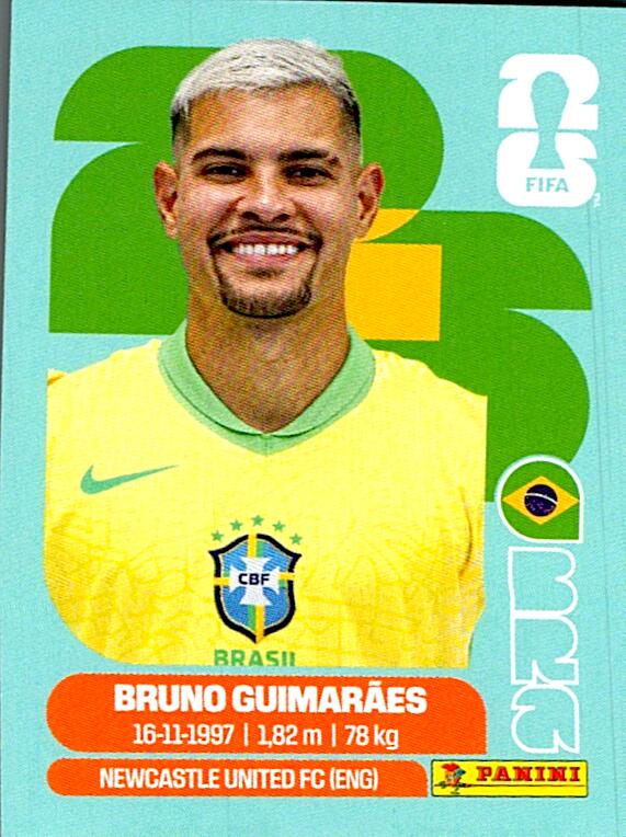 STICKERS FIFA WORLD CUP 2026 BRUNO GUIMARAES NºBRA 11