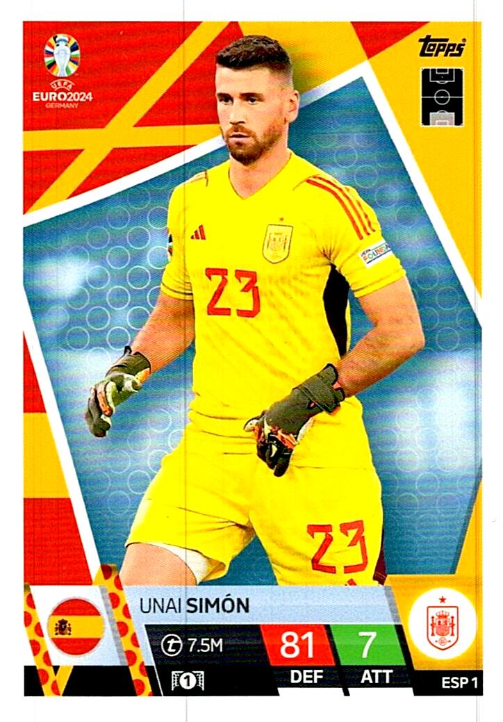 TOPPS MATCH ATTAX UEFA EURO 2024 UNAI SIMON ESPAÑA NºESP1