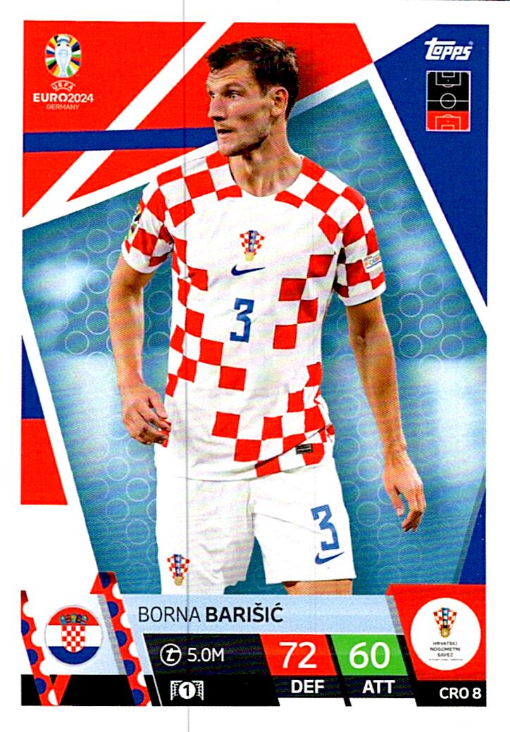 TOPPS MATCH ATTAX UEFA EURO 2024 BORNA BARISIC CROACIA NºCRO8