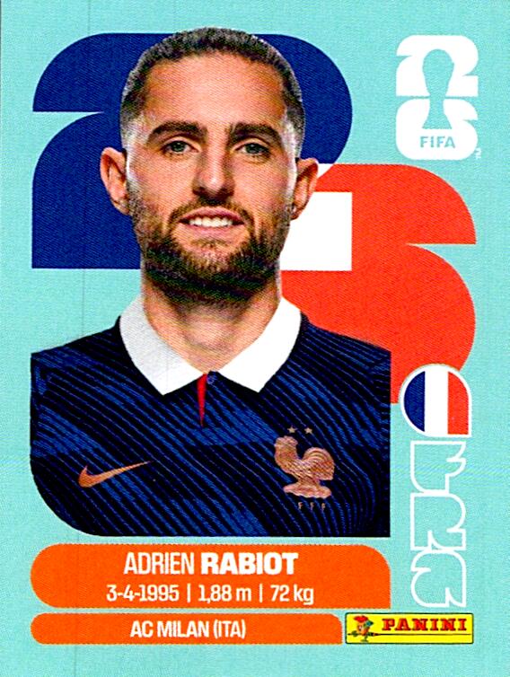 STICKERS FIFA WORLD CUP 2026 ADRIEN RABIOT NºFRA 12