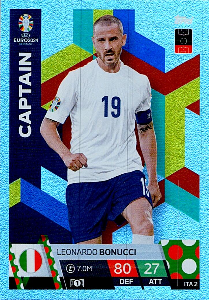 TOPPS MATCH ATTAX UEFA EURO 2024 LEONARDO BONUCCI ITALIA NºITA2 CAPTAIN