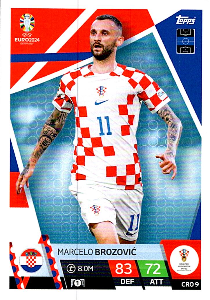 TOPPS MATCH ATTAX UEFA EURO 2024 MARCELO BROZOVIC CROACIA NºCRO9
