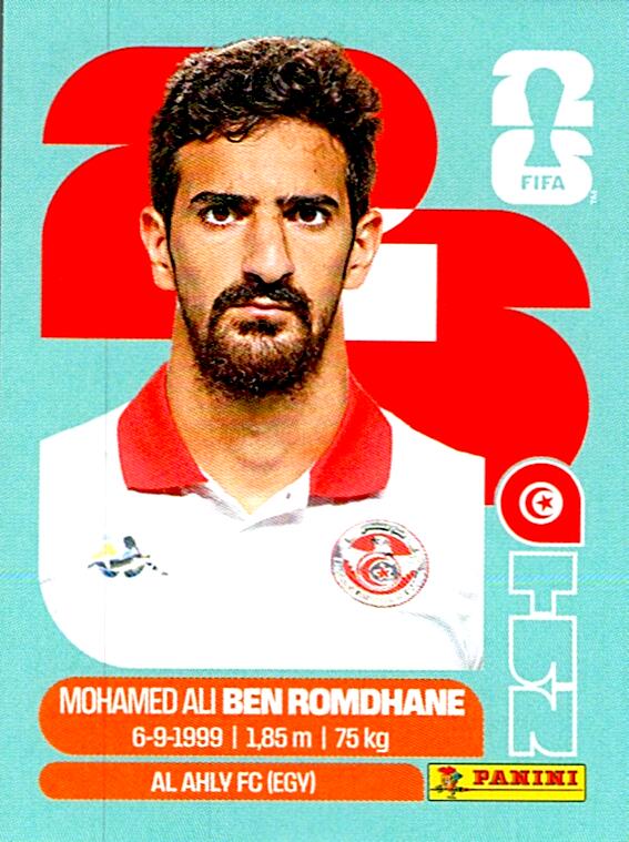 STICKERS FIFA WORLD CUP 2026 MOHAMED ALI BEN ROMDHANE NºTUN 12