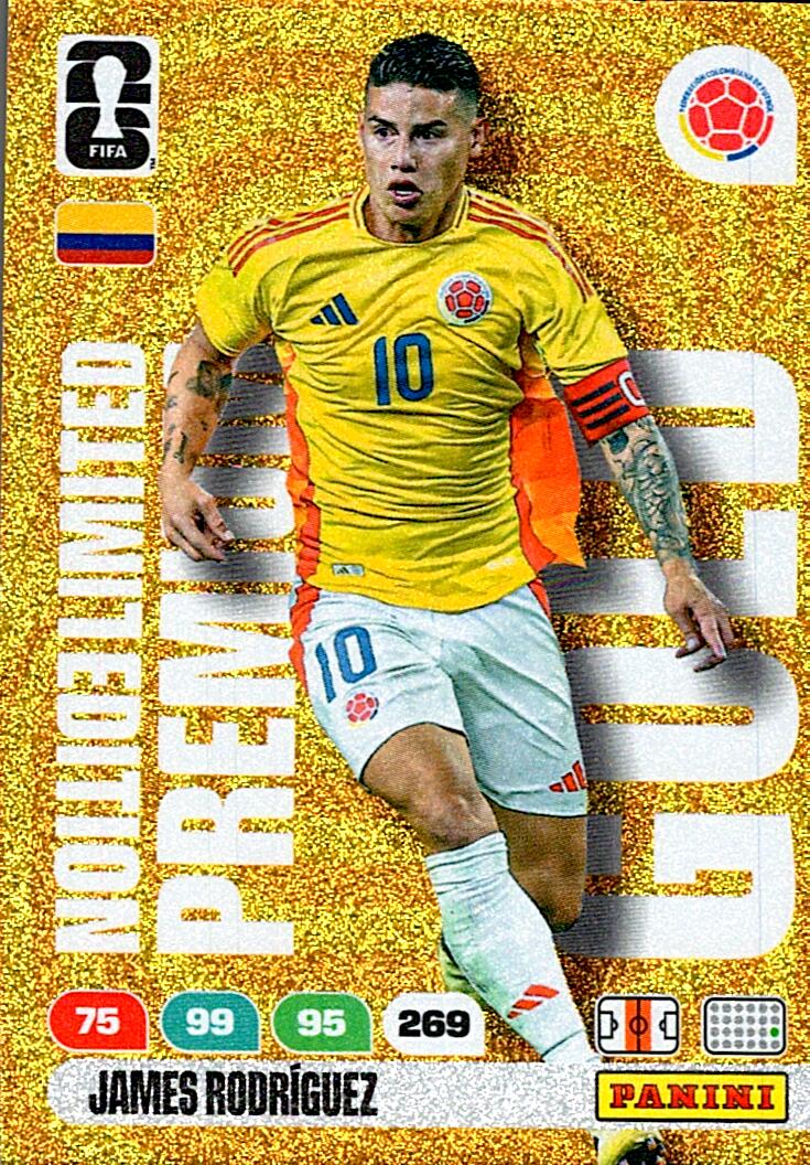 ADRENALYN WORLD CUP 2026 JAMES RODRIGUEZ PREMIUM GOLD EDICION LIMITADA