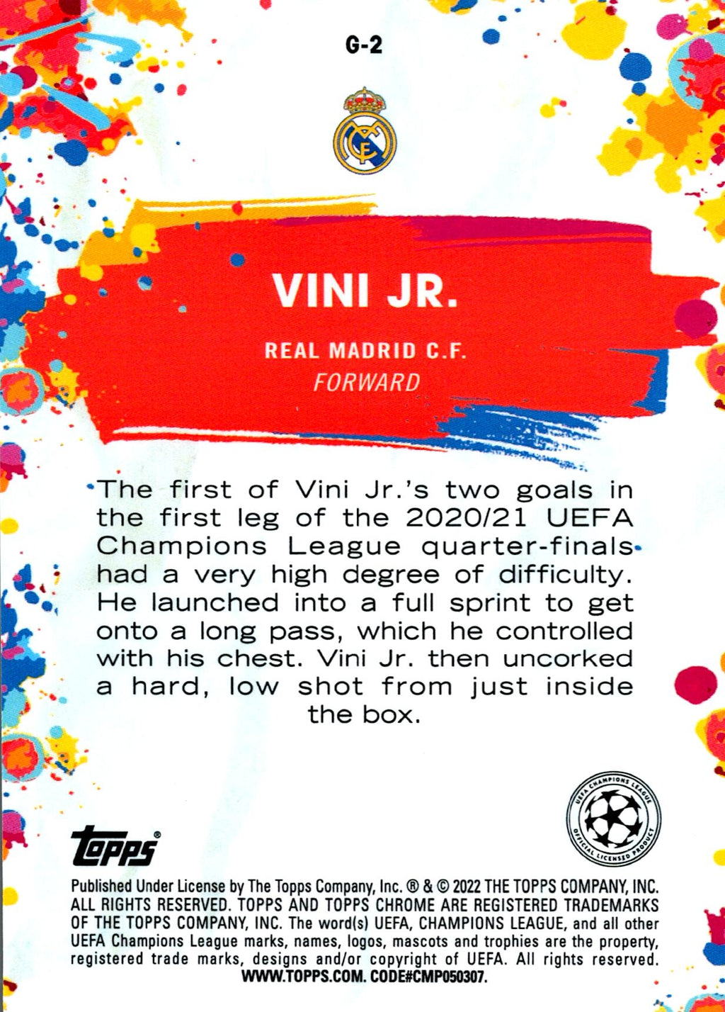 TOPPS CHROME UEFA CHAMPIONS LEAGUE 2020/2021 VINI JR. GOLAZO