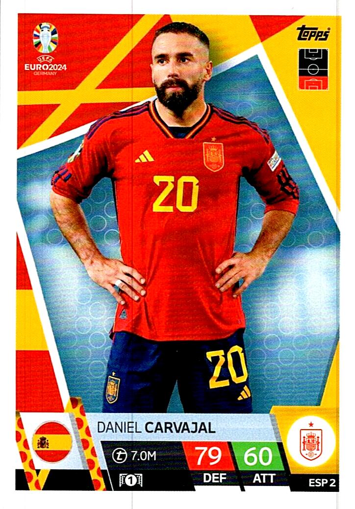 TOPPS MATCH ATTAX UEFA EURO 2024 DANIEL CARVAJAL ESPAÑA NºESP2