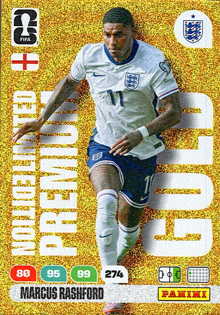 ADRENALYN WORLD CUP 2026 MARCUS RASHFORD PREMIUM GOLD EDICION LIMITADA