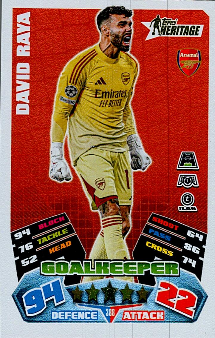MATCH ATTAX CHAMPIONS LEAGUE 2025/2026 DAVID RAYA TOPPS HERITAGE Nº388