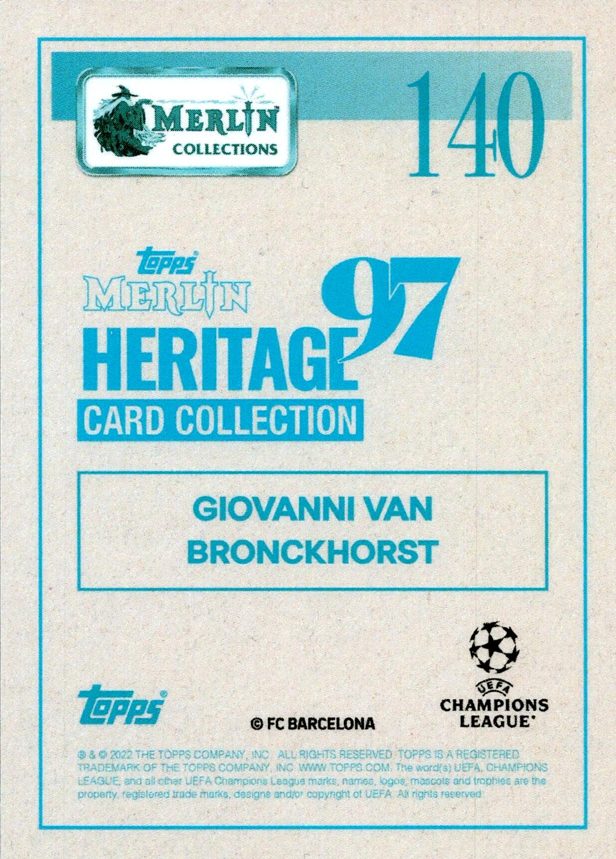 TOPPS MERLIN HERITAGE 97 2021/2022 VAN BRONCKHORST LEGEND Nº140