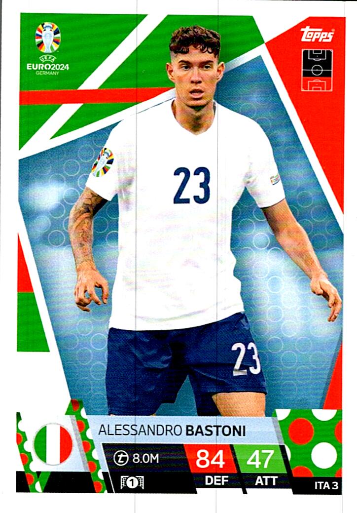 TOPPS MATCH ATTAX UEFA EURO 2024 ALESSANDRO BASTONI ITALIA NºITA3