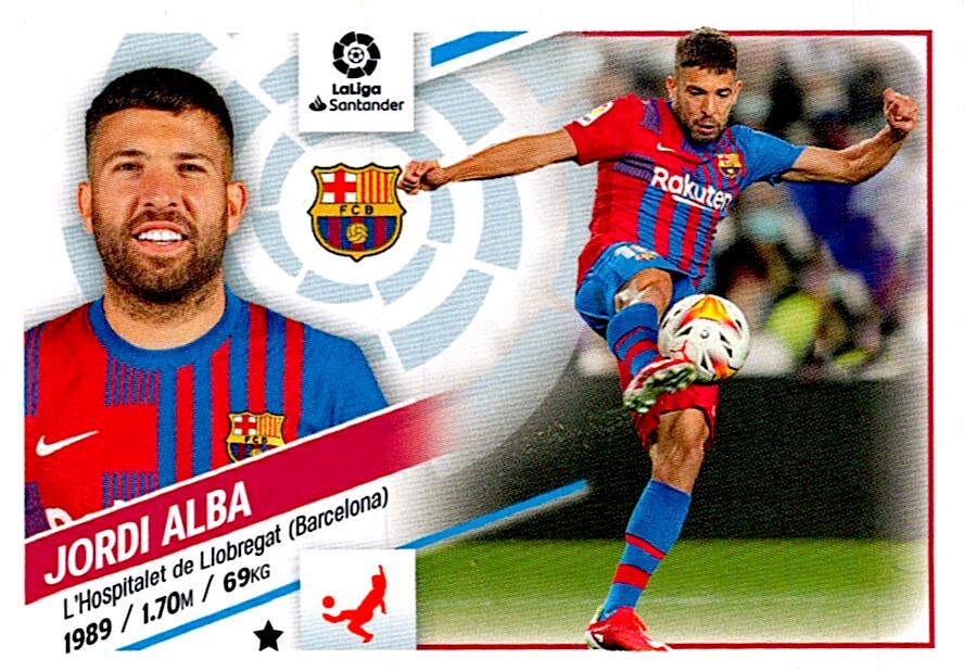 Cromo Liga Este 2022/2023 JORDI ALBA FC BARCELONA Nº10