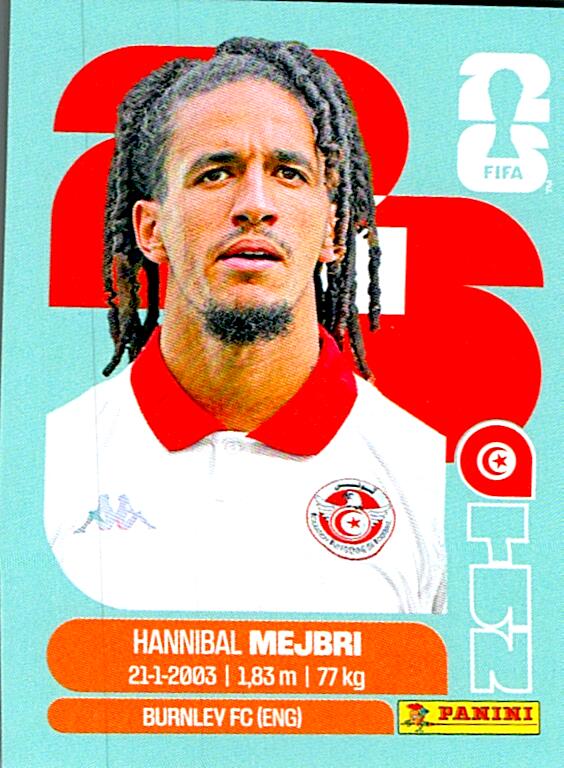 STICKERS FIFA WORLD CUP 2026 HANNIBAL MEJBRI NºTUN 14