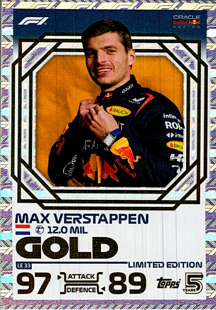 TOPPS TURBO ATTAX 2024 MAX VERSTAPPEN GOLD EDICION LIMITADA LE33