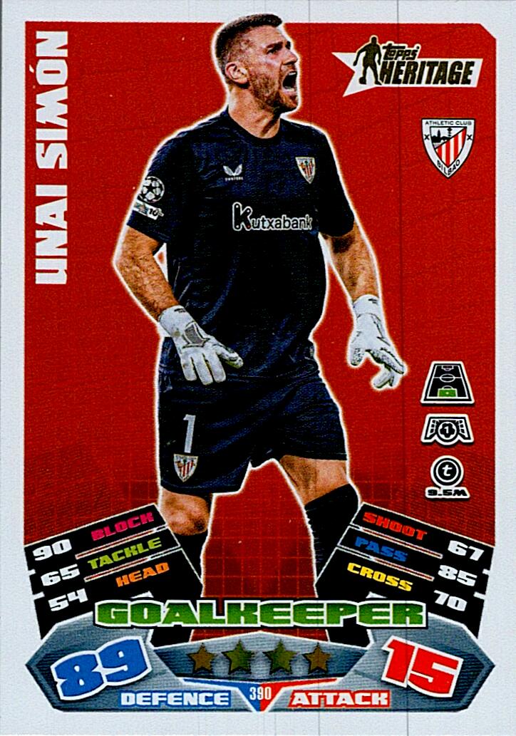 MATCH ATTAX CHAMPIONS LEAGUE 2025/2026 UNAI SIMON TOPPS HERITAGE Nº390