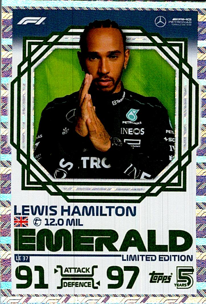TOPPS TURBO ATTAX 2024 LEWIS HAMILTON EMERALD LE37