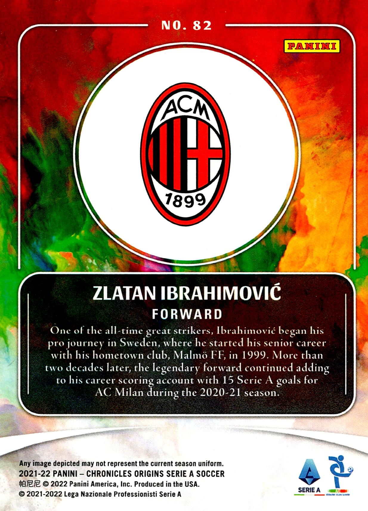 PANINI CHRONICLES SERIE A 2021/2022 ZLATAN IBRAHIMOVIC ORIGINS Nº82