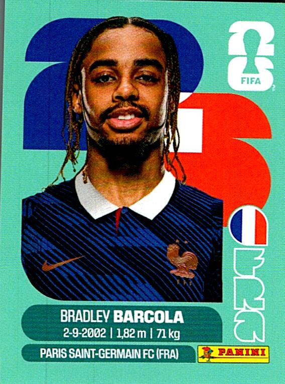 STICKERS FIFA WORLD CUP 2026 BRADLEY BARCOLA NºFRA 16