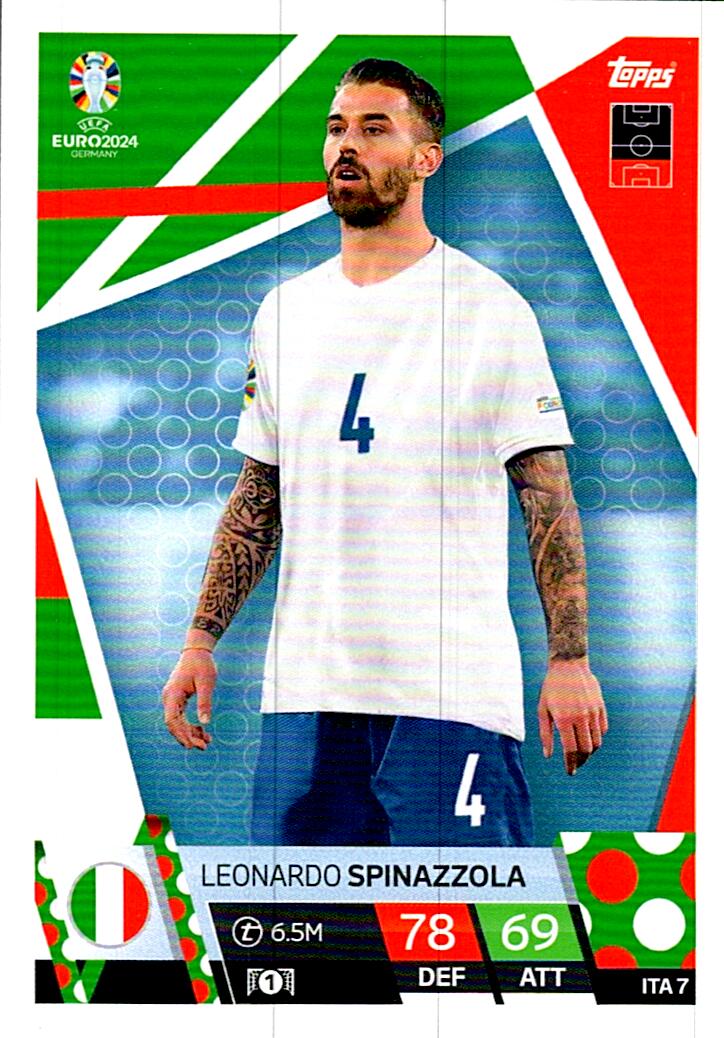TOPPS MATCH ATTAX UEFA EURO 2024 LEONARDO SPINAZZOLA ITALIA NºITA7