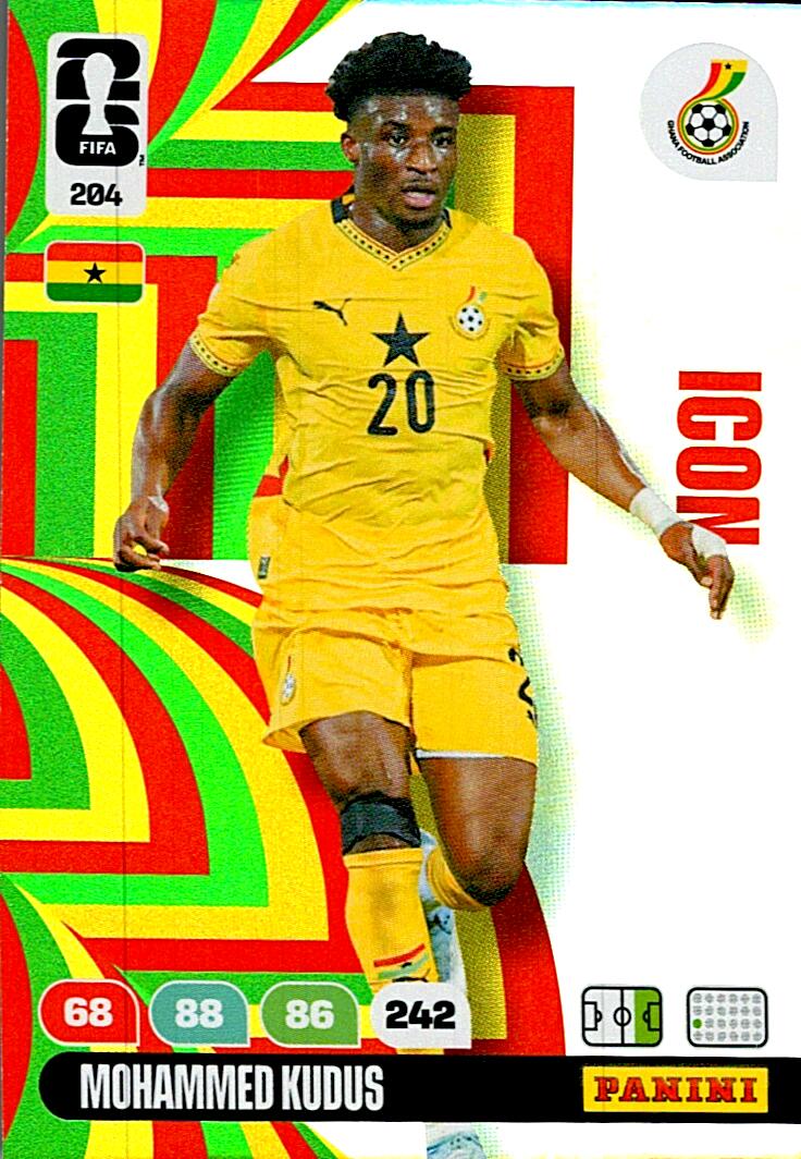 ADRENALYN WORLD CUP 2026 MOHAMMED KUDUS GHANA ICON Nº204