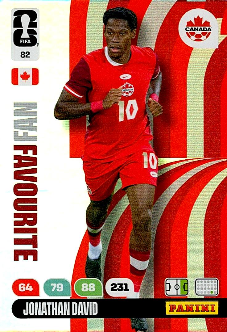 ADRENALYN WORLD CUP 2026 JONATHAN DAVID CANADA FANS FAVOURITE Nº82