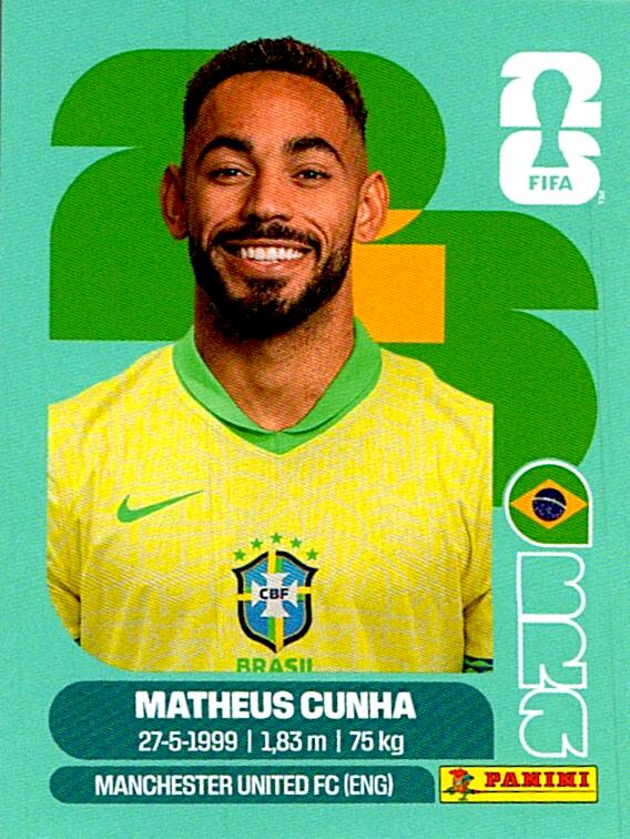 STICKERS FIFA WORLD CUP 2026 MATHEUS CUNHA NºBRA 17