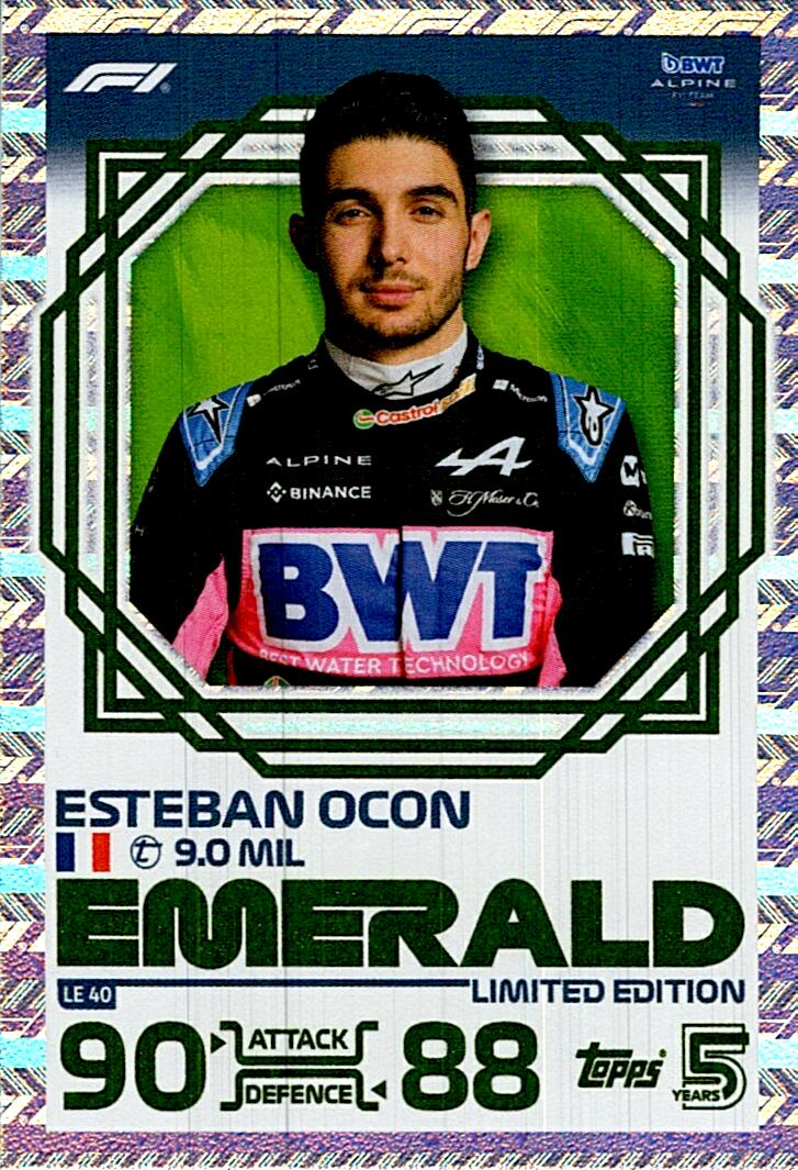 TOPPS TURBO ATTAX 2024 ESTEBAN OCON EMERALD LIMITED EDITION LE40