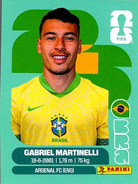 STICKERS FIFA WORLD CUP 2026 GABRIEL MARTINELLI NºBRA 18