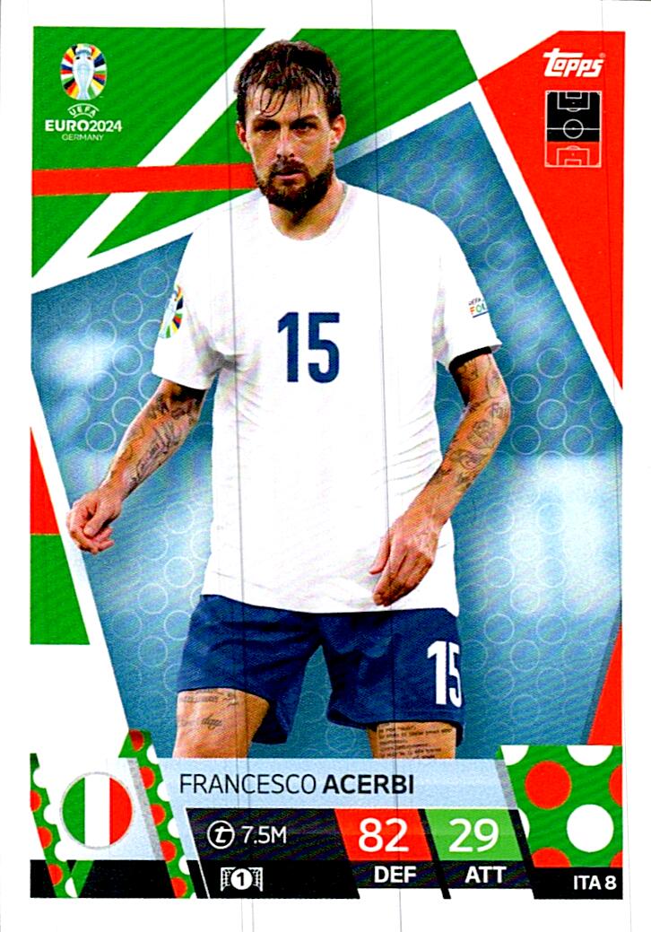 TOPPS MATCH ATTAX UEFA EURO 2024 FRANCESCO ACERBI ITALIA NºITA8