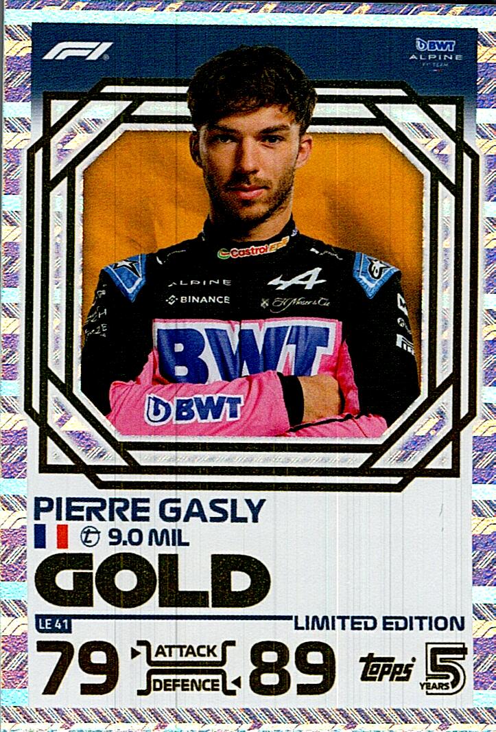 TOPPS TURBO ATTAX 2024 PIERRE GASLY GOLD LIMITED EDITION LE41