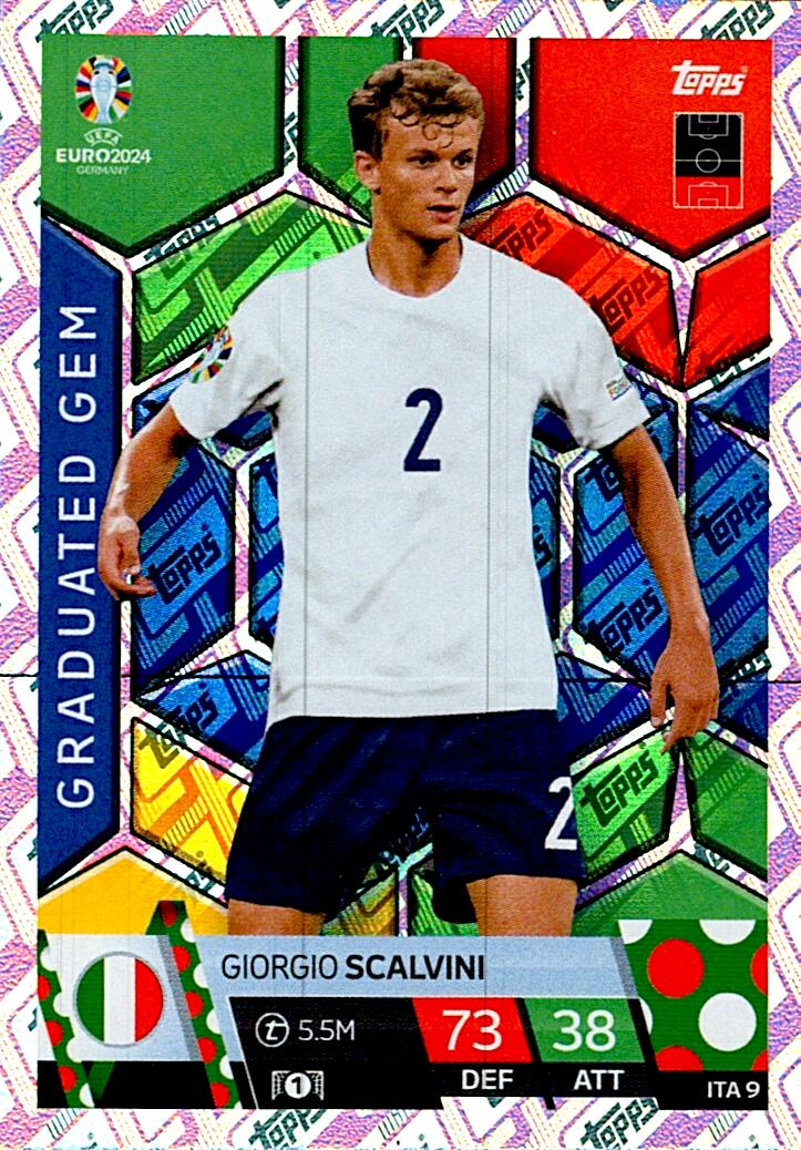 TOPPS MATCH ATTAX UEFA EURO 2024 GIORGIO SCALVINI ITALIA NºITA9 GRADATED GEM