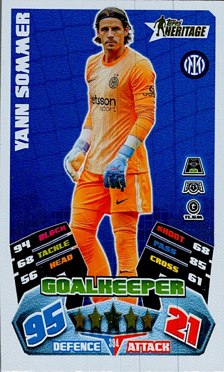 MATCH ATTAX CHAMPIONS LEAGUE 2025/2026 YAN SOMMER TOPPS HERITAGE Nº394
